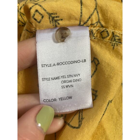 Craft + Flow Yellow Dinosaur Buttondown, Size 5 - Picture 5 of 6